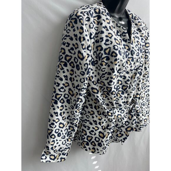 Allyson Cara Animal Print 90s Blazer Jacket Sze 12 White Cream Leopard Print 80s - Picture 4 of 10